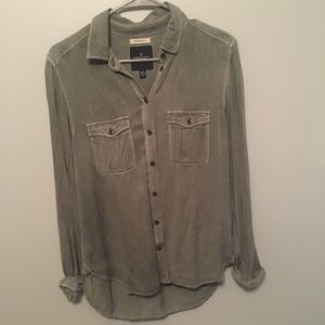 Olive green button up